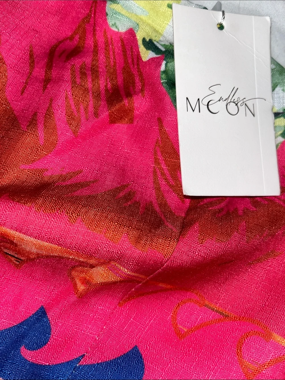 Endless Moon S Strapless Tropical Print Wide-Leg Jumpsuit - Pink Multi